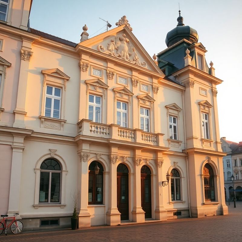 Historická budova na náměstí ve Zlíně v ranním zlatém světle